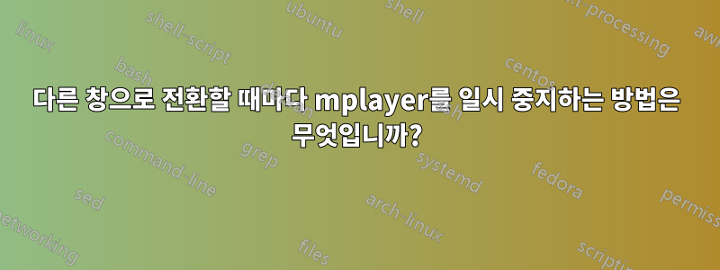 다른 창으로 전환할 때마다 mplayer를 일시 중지하는 방법은 무엇입니까?