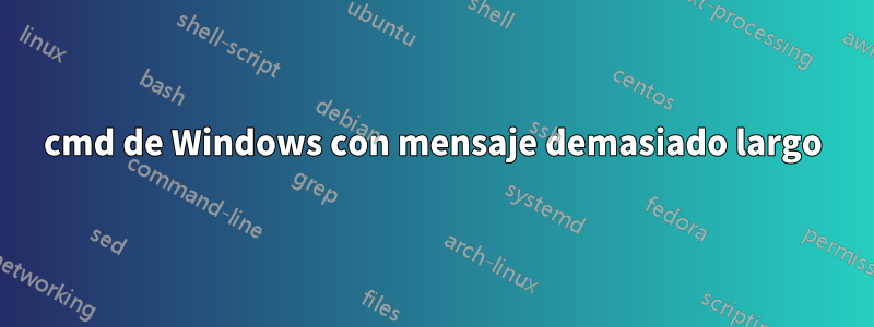 cmd de Windows con mensaje demasiado largo