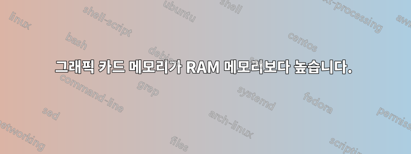 그래픽 카드 메모리가 RAM 메모리보다 높습니다.