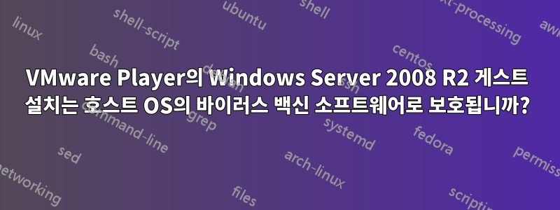 VMware Player의 Windows Server 2008 R2 게스트 설치는 호스트 OS의 바이러스 백신 소프트웨어로 보호됩니까?