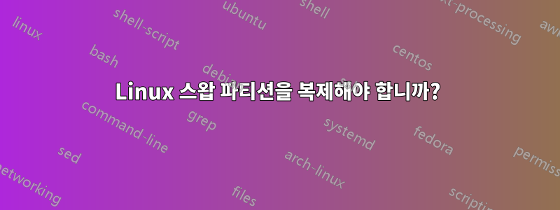 Linux 스왑 파티션을 복제해야 합니까?