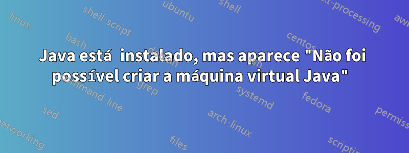 Java está instalado, mas aparece "Não foi possível criar a máquina virtual Java"