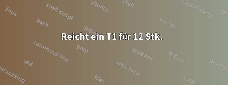 Reicht ein T1 für 12 Stk. 