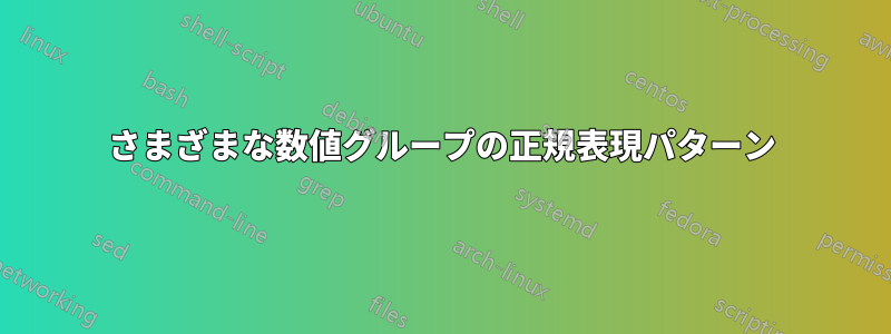 さまざまな数値グループの正規表現パターン