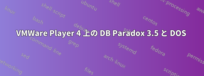 VMWare Player 4 上の DB Paradox 3.5 と DOS