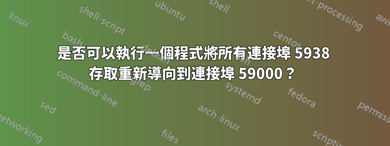 是否可以執行一個程式將所有連接埠 5938 存取重新導向到連接埠 59000？