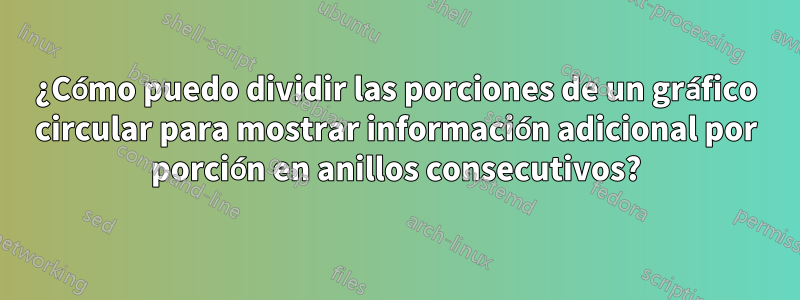 ¿Cómo puedo dividir las porciones de un gráfico circular para mostrar información adicional por porción en anillos consecutivos?