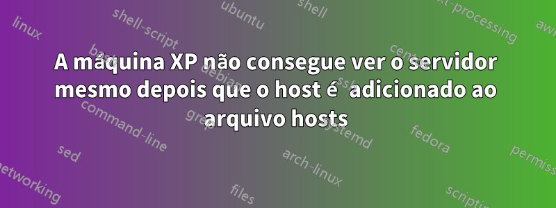 A máquina XP não consegue ver o servidor mesmo depois que o host é adicionado ao arquivo hosts