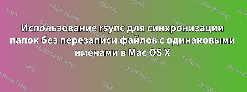 Использование rsync для синхронизации папок без перезаписи файлов с одинаковыми именами в Mac OS X