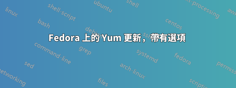 Fedora 上的 Yum 更新，帶有選項