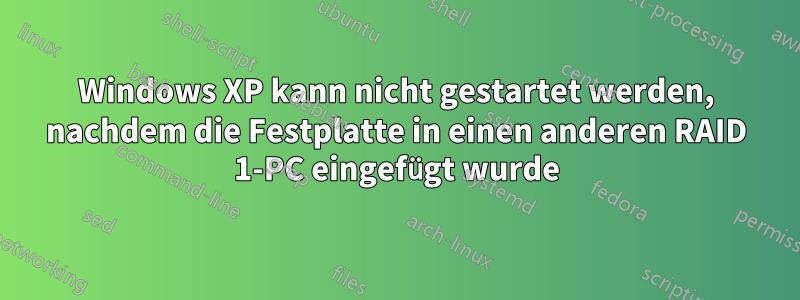 Windows XP kann nicht gestartet werden, nachdem die Festplatte in einen anderen RAID 1-PC eingefügt wurde