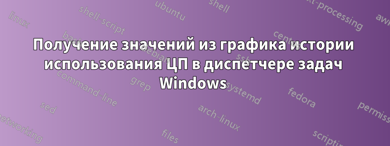 Получение значений из графика истории использования ЦП в диспетчере задач Windows