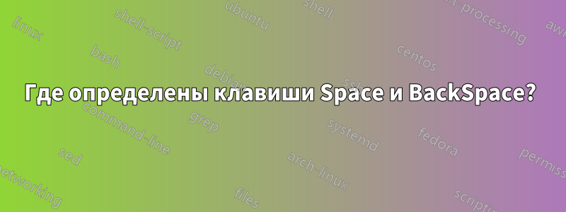 Где определены клавиши Space и BackSpace?