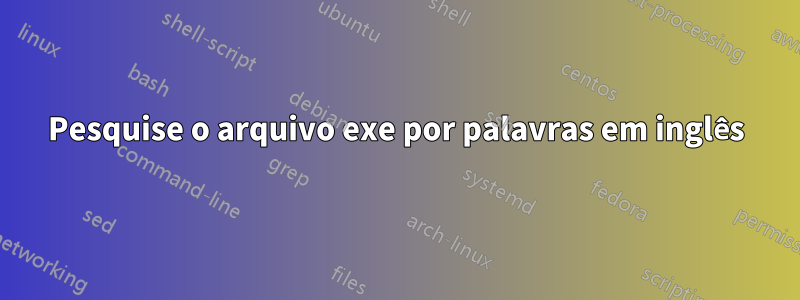 Pesquise o arquivo exe por palavras em inglês