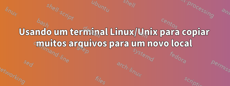 Usando um terminal Linux/Unix para copiar muitos arquivos para um novo local