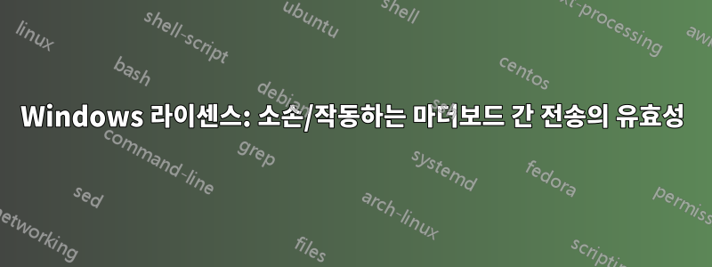 Windows 라이센스: 소손/작동하는 마더보드 간 전송의 유효성