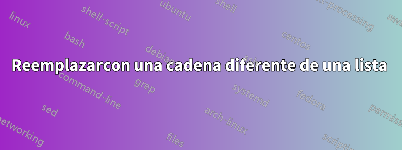 Reemplazarcon una cadena diferente de una lista