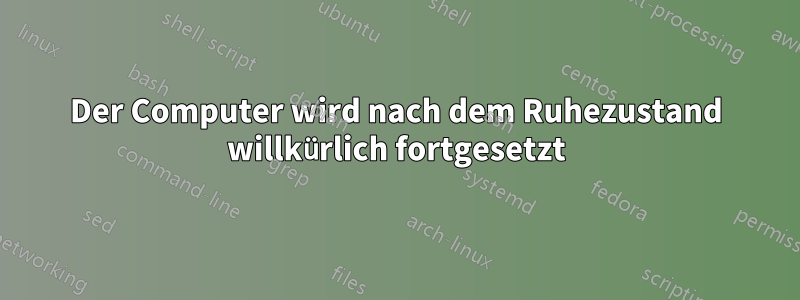 Der Computer wird nach dem Ruhezustand willkürlich fortgesetzt