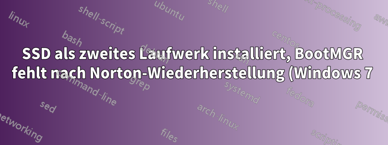 SSD als zweites Laufwerk installiert, BootMGR fehlt nach Norton-Wiederherstellung (Windows 7)