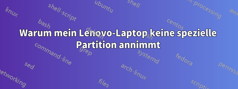 Warum mein Lenovo-Laptop keine spezielle Partition annimmt