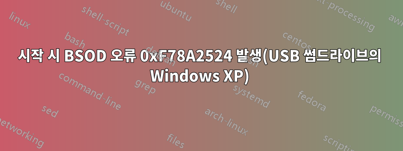 시작 시 BSOD 오류 0xF78A2524 발생(USB 썸드라이브의 Windows XP)