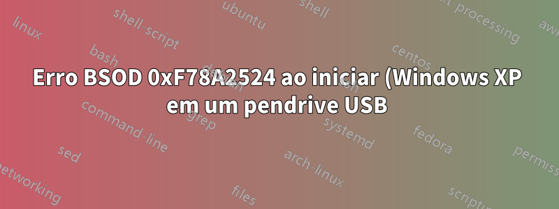 Erro BSOD 0xF78A2524 ao iniciar (Windows XP em um pendrive USB)