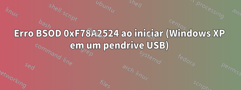 Erro BSOD 0xF78A2524 ao iniciar (Windows XP em um pendrive USB)