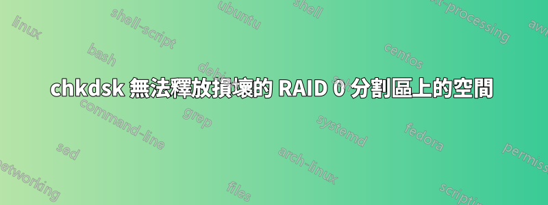 chkdsk 無法釋放損壞的 RAID 0 分割區上的空間