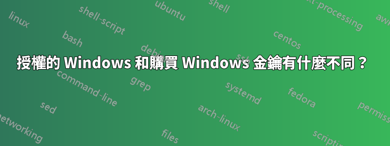 授權的 Windows 和購買 Windows 金鑰有什麼不同？