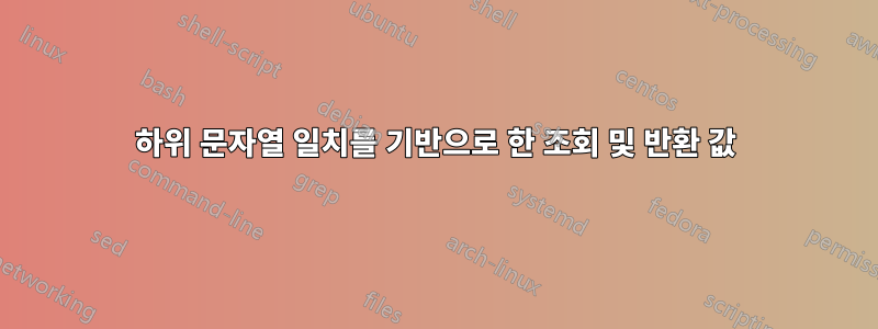 하위 문자열 일치를 기반으로 한 조회 및 반환 값