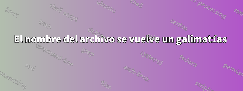 El nombre del archivo se vuelve un galimatías