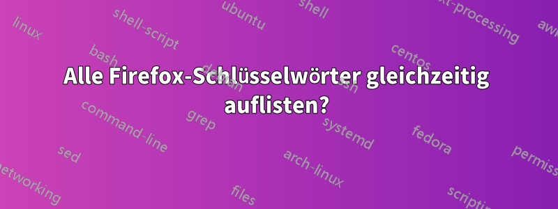 Alle Firefox-Schlüsselwörter gleichzeitig auflisten?