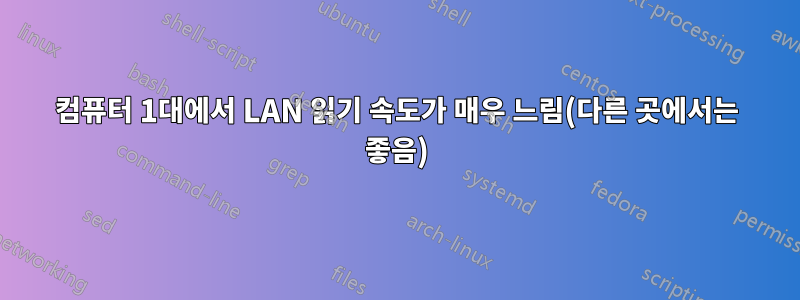 컴퓨터 1대에서 LAN 읽기 속도가 매우 느림(다른 곳에서는 좋음)