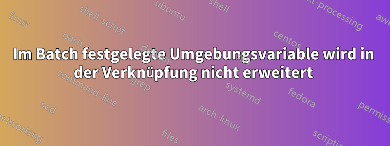 Im Batch festgelegte Umgebungsvariable wird in der Verknüpfung nicht erweitert