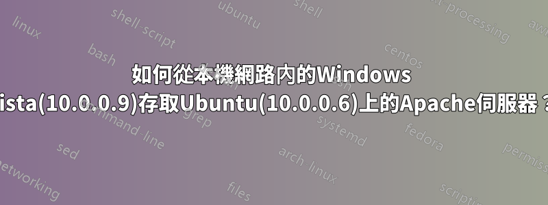 如何從本機網路內的Windows Vista(10.0.0.9)存取Ubuntu(10.0.0.6)上的Apache伺服器？