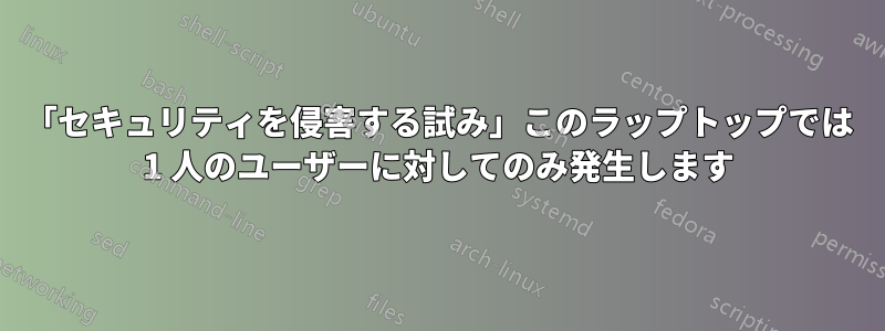 「セキュリティを侵害する試み」このラップトップでは 1 人のユーザーに対してのみ発生します