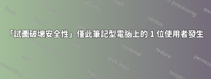 「試圖破壞安全性」僅此筆記型電腦上的 1 位使用者發生