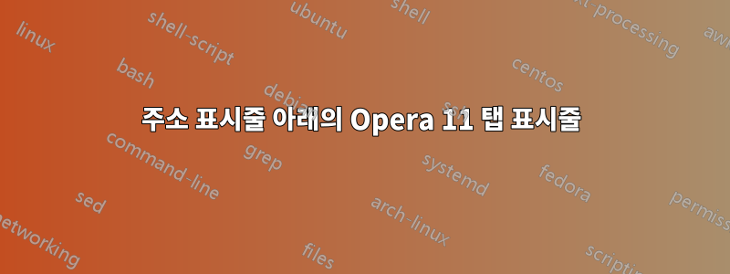 주소 표시줄 아래의 Opera 11 탭 표시줄