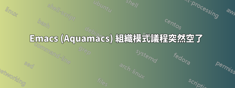 Emacs (Aquamacs) 組織模式議程突然空了