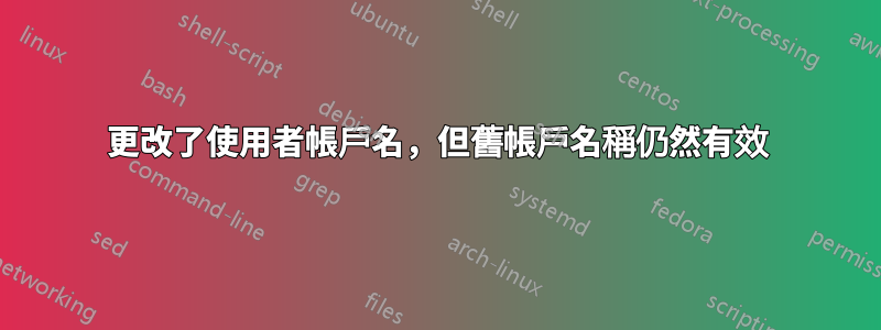 更改了使用者帳戶名，但舊帳戶名稱仍然有效