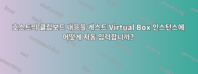 호스트의 클립보드 내용을 게스트 Virtual Box 인스턴스에 어떻게 자동 입력합니까?