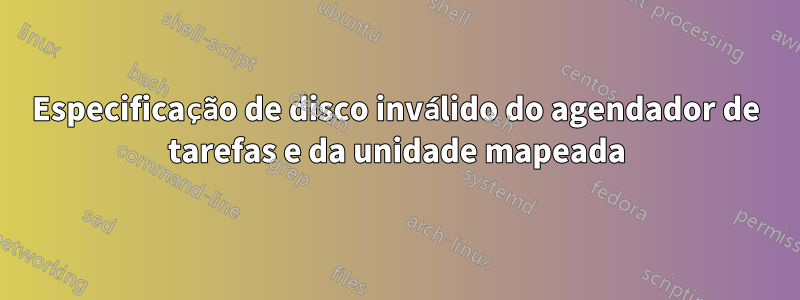 Especificação de disco inválido do agendador de tarefas e da unidade mapeada