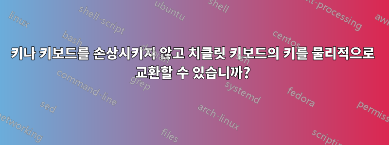 키나 키보드를 손상시키지 않고 치클릿 키보드의 키를 물리적으로 교환할 수 있습니까?