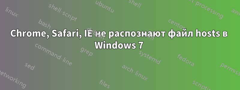 Chrome, Safari, IE не распознают файл hosts в Windows 7