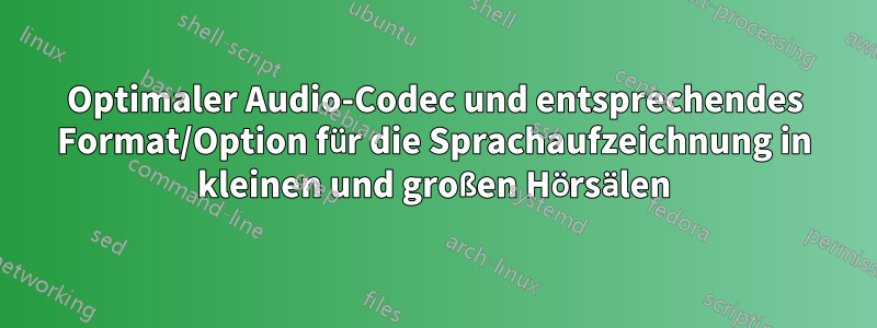 Optimaler Audio-Codec und entsprechendes Format/Option für die Sprachaufzeichnung in kleinen und großen Hörsälen