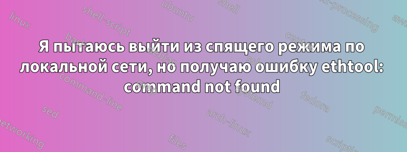 Я пытаюсь выйти из спящего режима по локальной сети, но получаю ошибку ethtool: command not found