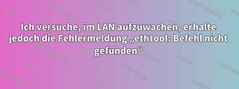 Ich versuche, im LAN aufzuwachen, erhalte jedoch die Fehlermeldung „ethtool: Befehl nicht gefunden“