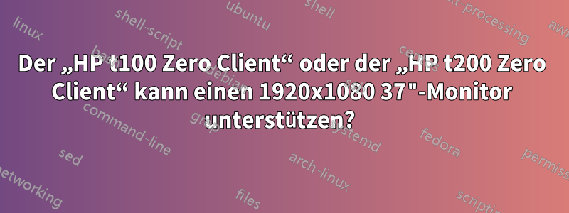 Der „HP t100 Zero Client“ oder der „HP t200 Zero Client“ kann einen 1920x1080 37"-Monitor unterstützen? 