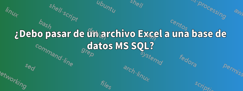 ¿Debo pasar de un archivo Excel a una base de datos MS SQL?