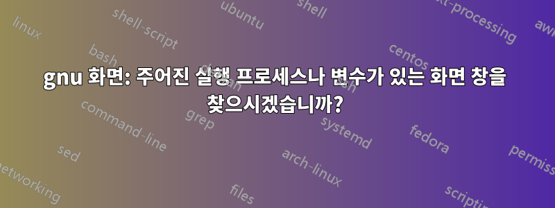 gnu 화면: 주어진 실행 프로세스나 변수가 있는 화면 창을 찾으시겠습니까?